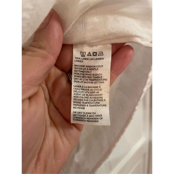 Lord & Taylor white linen ruffle sleeve top size s - Picture 4 of 8